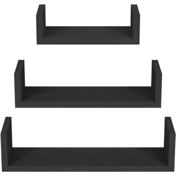 Floating Shelves Wall Mounted, Solid Wood Wall Shelves, Black